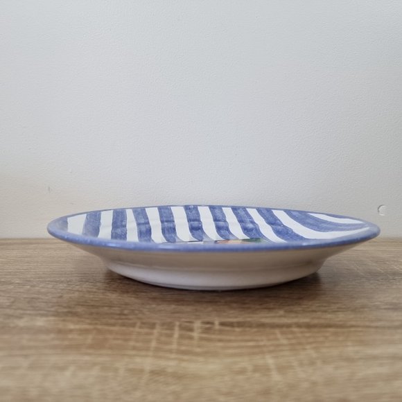 Portuguese Terracotta Plate Hand Painted Fruit Farmhouse Cottagecore Blue Orange - Picture 3 of 6